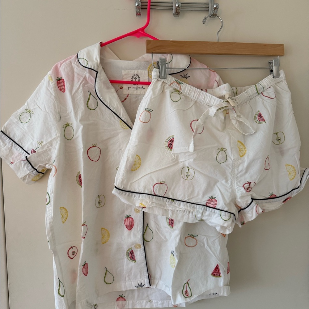 Printfresh Short PJ Set - Embroidered Fruit